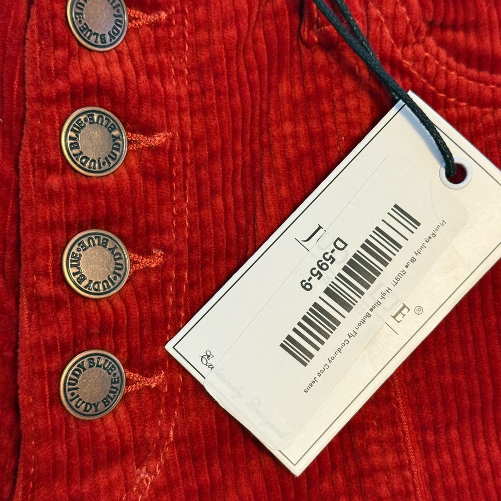 NWT Judy Blue Corduroy Pants Size 9/29 Ankle Straight High Rise Cropped Rust Red - Picture 5 of 11